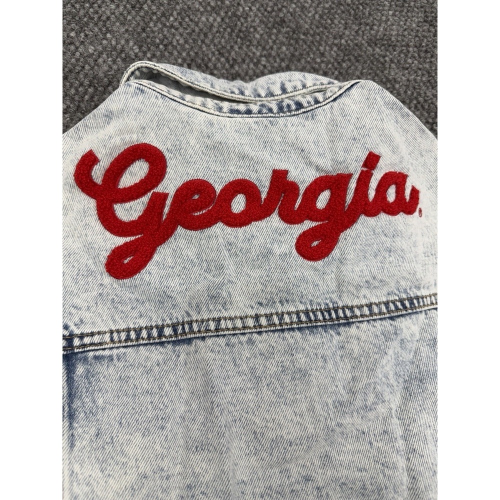 Georgia Bulldogs Women's Small Light Denim Cropped Jean Jacket - New - Picture 8 of 10